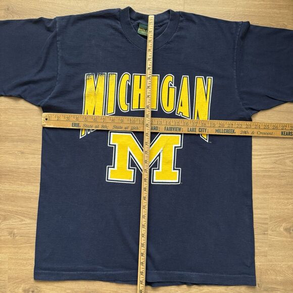 Vintage 90s Michigan Wolverines Big Logo Graphic T-Shirt Size XL Single Stitch - Picture 7 of 8